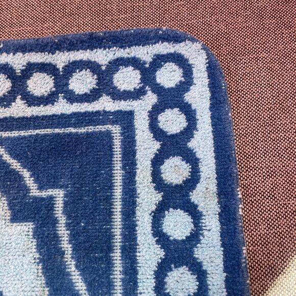 Vintage 70's Fieldcrest Sculpted Washcloth Blue USA Floral - Picture 4 of 7